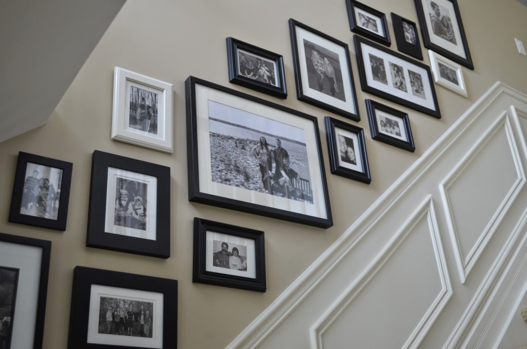Create a gallery wall in a stairwell