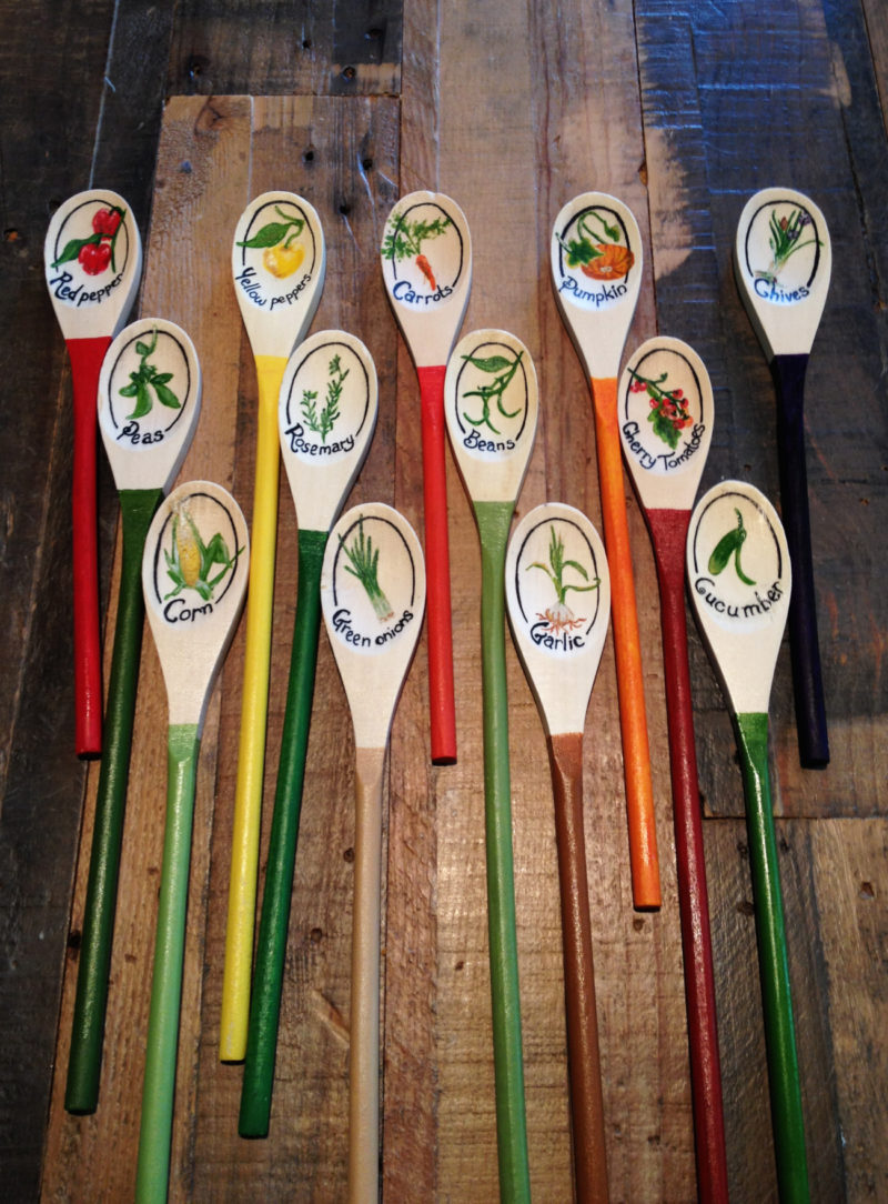 Wooden spoon garden markers