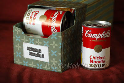 Use empty soda boxes to store soup cans
