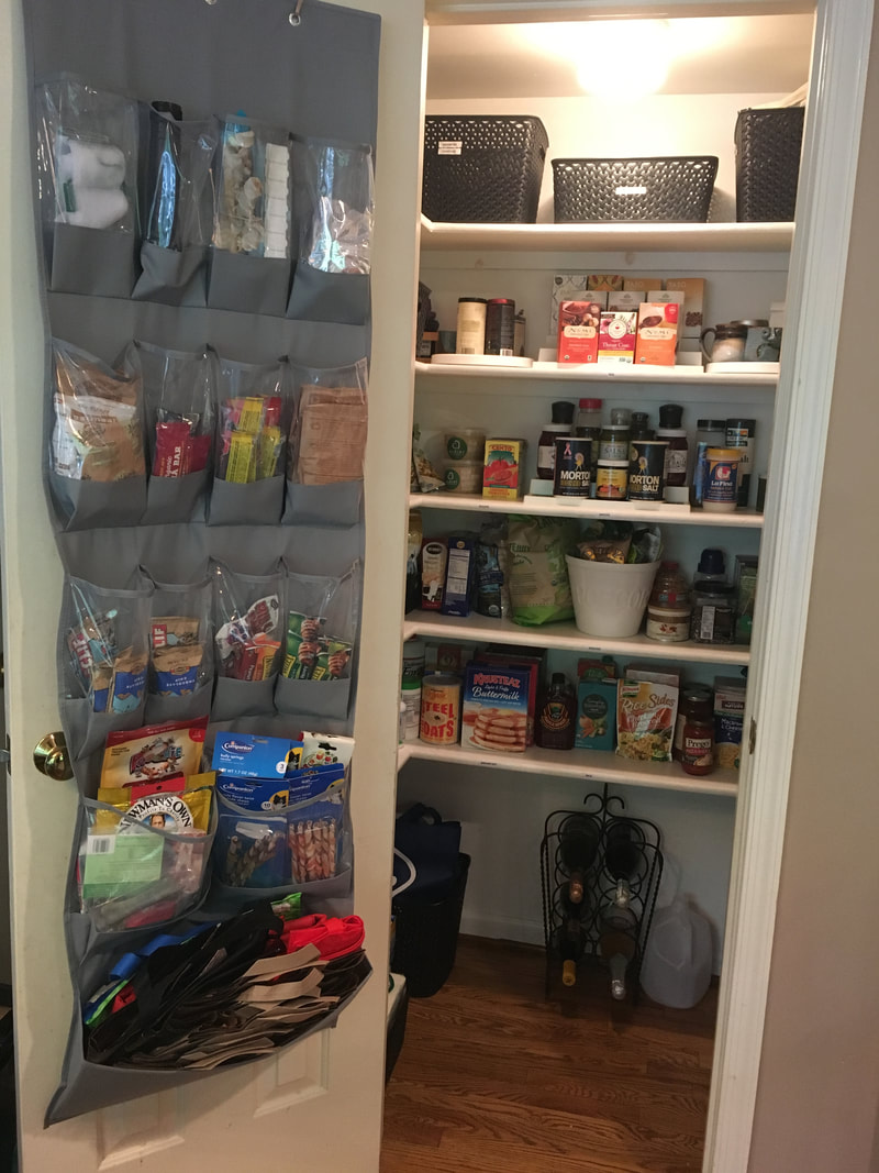 use a shoe organizer to store snacks