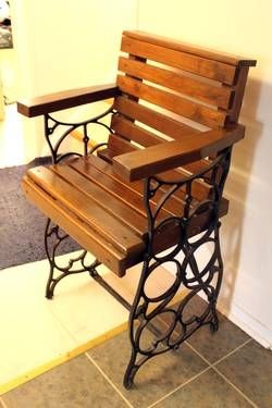 Chair made from sewing machine base