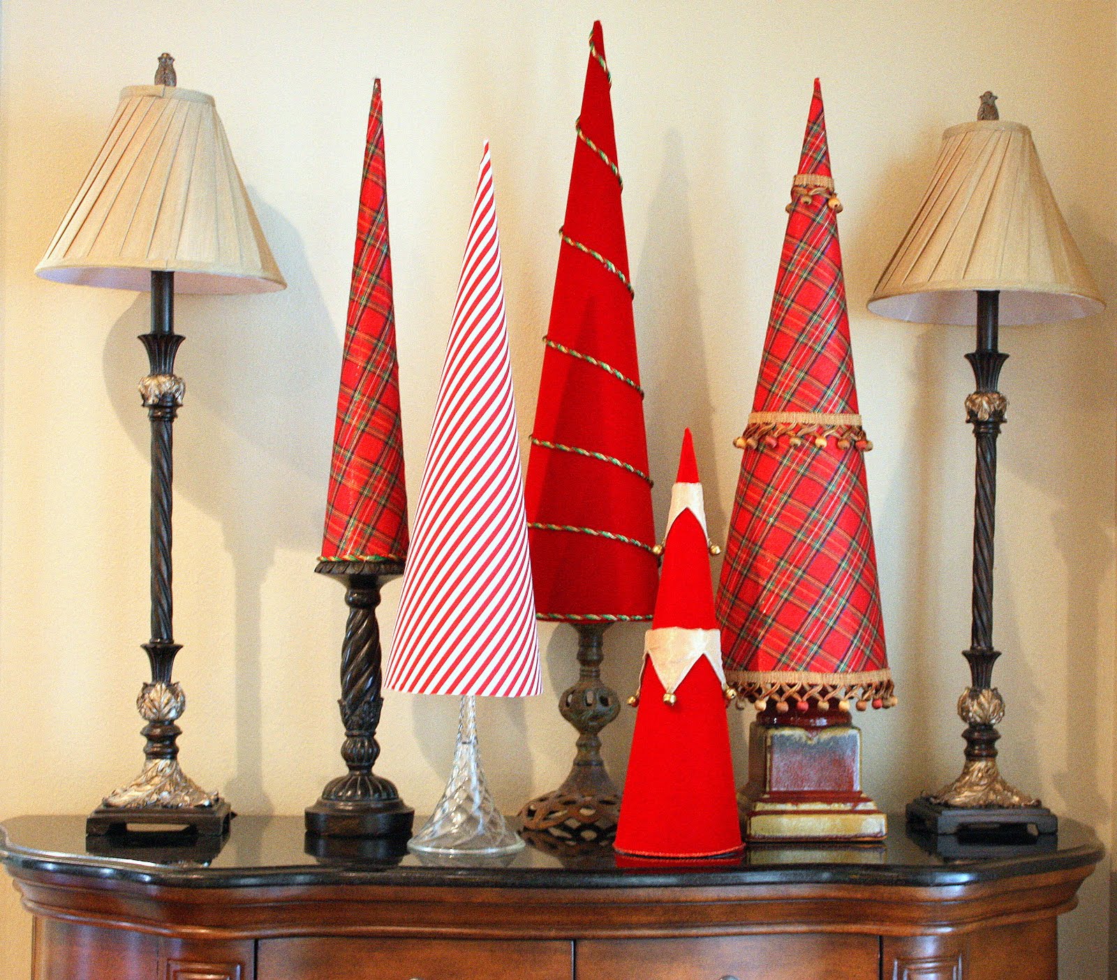 Fabric Covered Poster Board Christmas Tree Cones