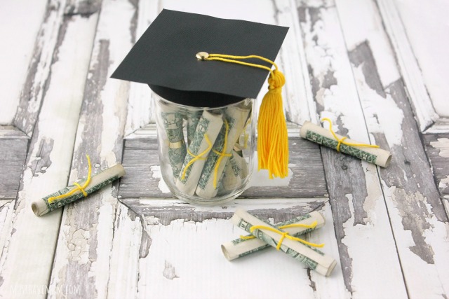 Graduation Cap Mason Jar Filled With Money Diplomas!