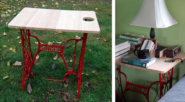 Sewing Machine + Cutting Board = Perfect Bedside Table