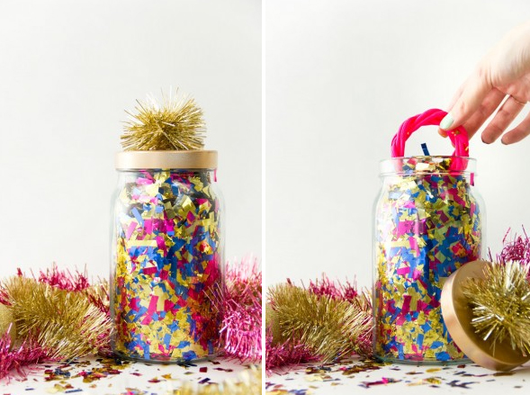 Hidden Gift in a Jar Filled with Confetti