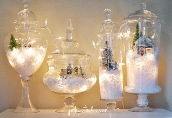 Create your own sparkly snow globe terrariums