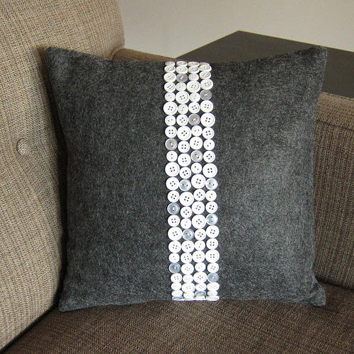 Dress up a Simple Throw Pillow with Rows of Buttons