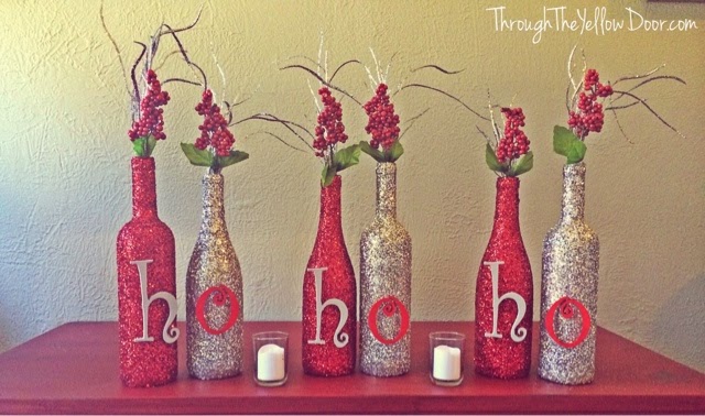 Glitter Wine Bottles with Letters