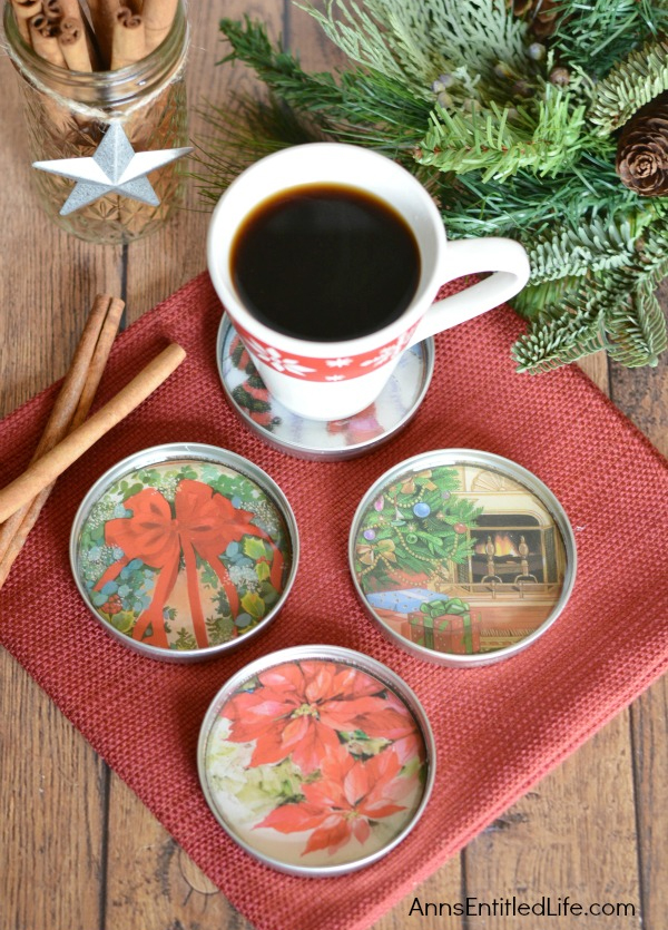 Make Your Own Christmas Coasters Using Jar Lids