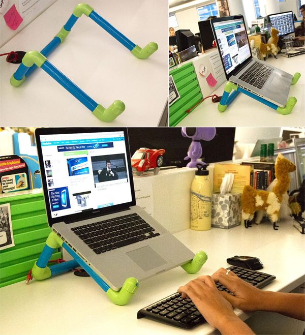 Make a colorful PVC pipe laptop stand