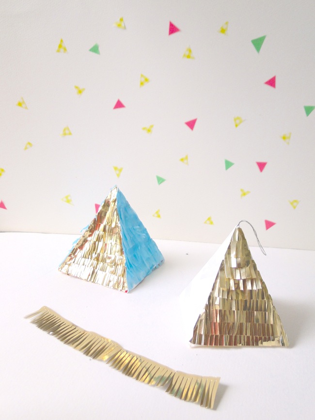 Make some flashy pyramid ornaments