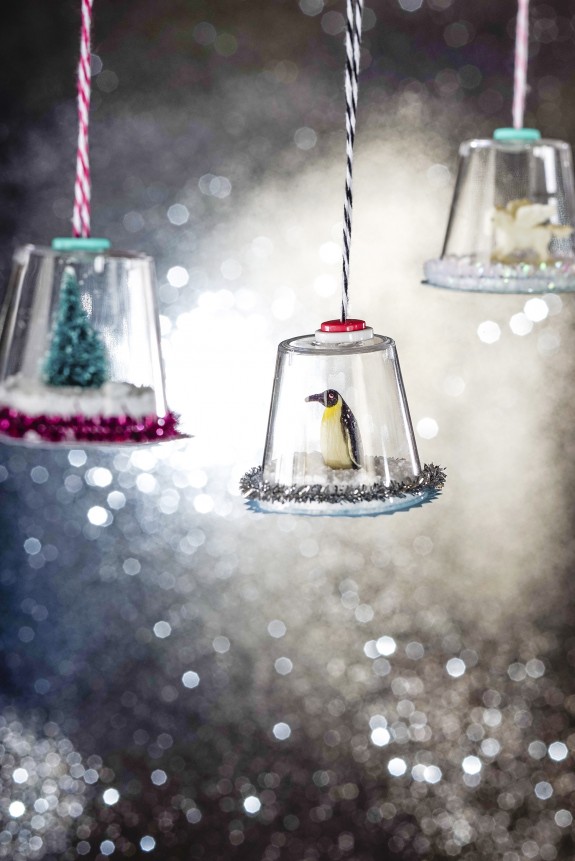 Mini Snow Globes made from plastic shot glasses