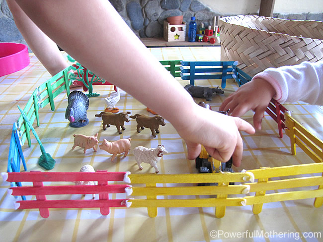 Popsicle stick fencing for small world play