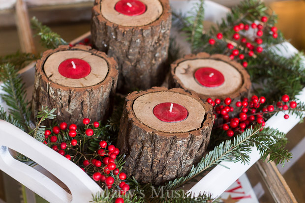 Rustic Wood Candle Holders