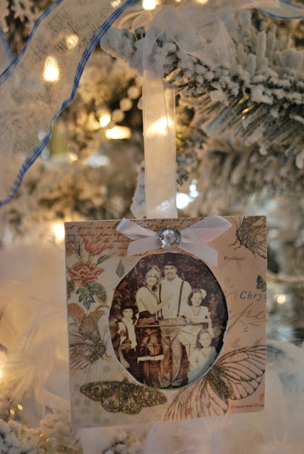 Shabby Chic Christmas picture frame ornaments