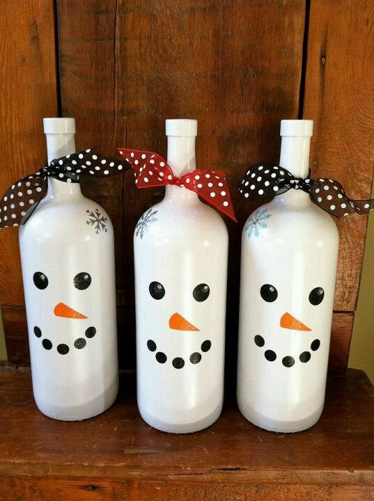 wine snowman bottle bottles painted crafts