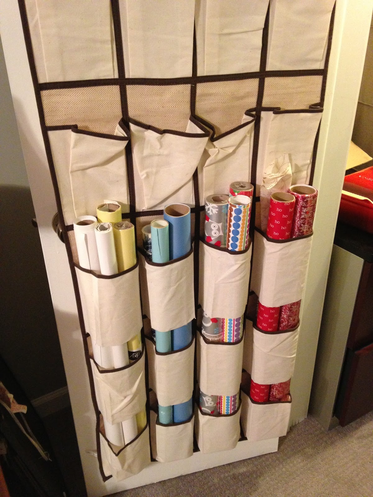 Stick wrapping paper in shoe rack
