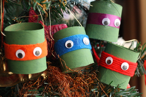 Teenage Mutant Ninja Turtle Ornaments with Toilet Paper Rolls