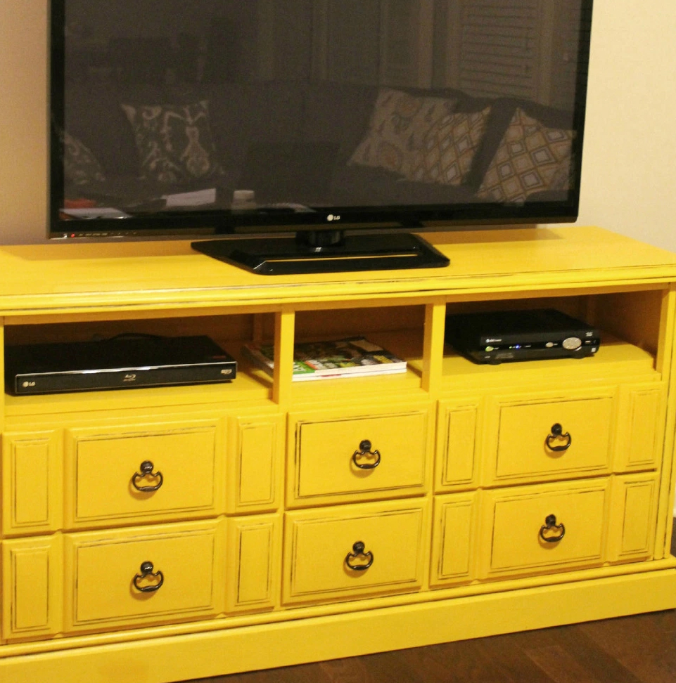 Turn an old dresser into a TV console