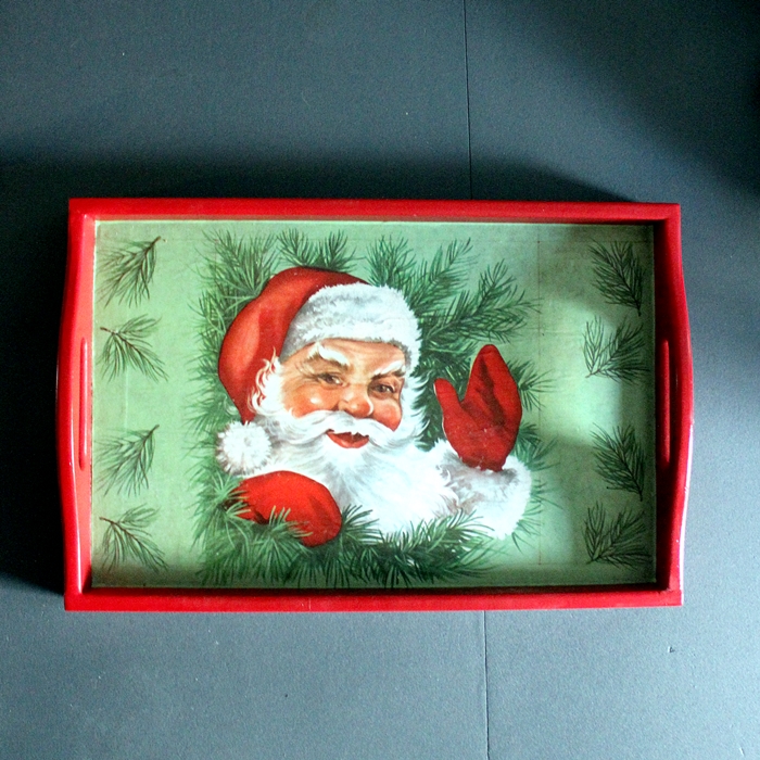 Upcycled Vintage Santa Tray