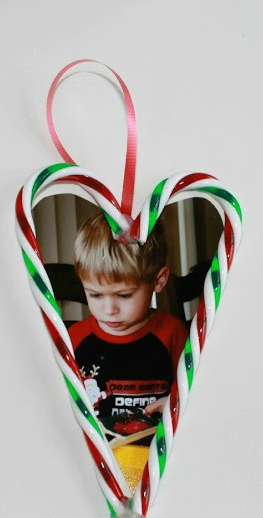 candy cane picture frame ornament