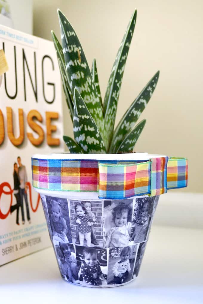 decorate a flower pot with photos