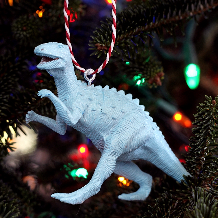 glittery dinosaur ornaments