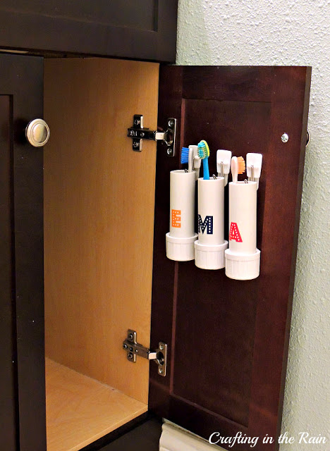 PVC pipe toothbrush holders