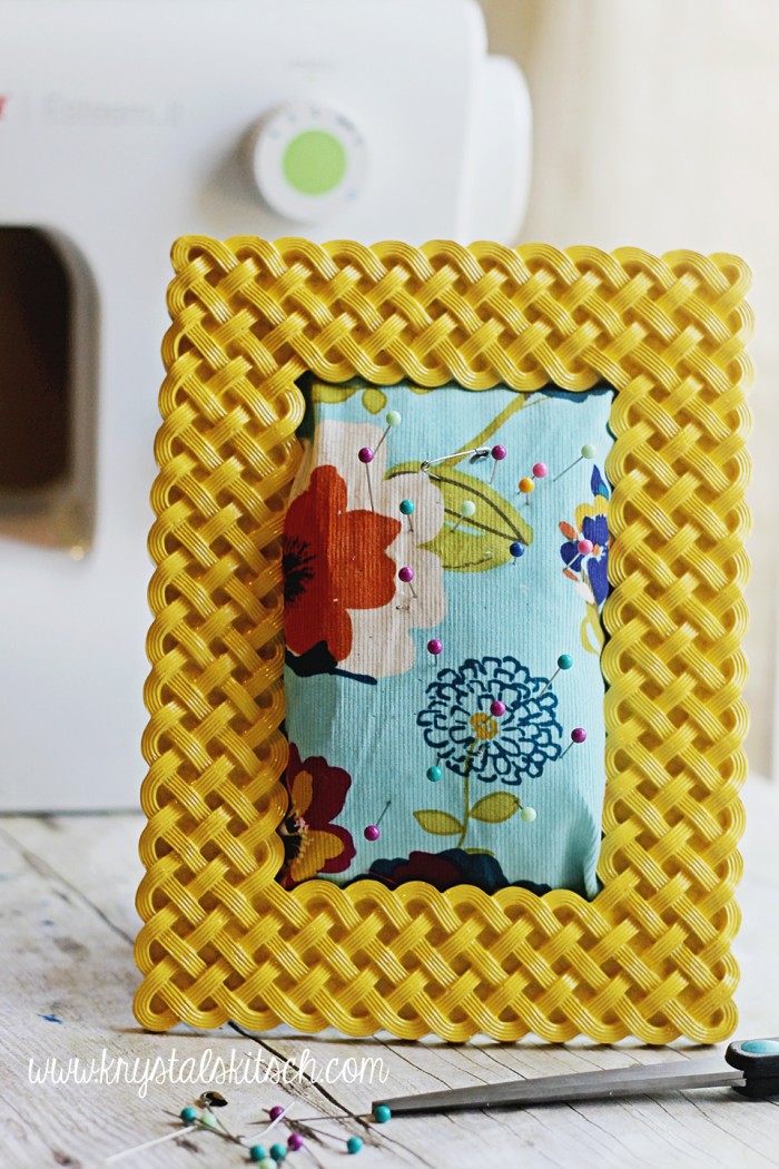 Create a picture frame pin cushion to hold your pins