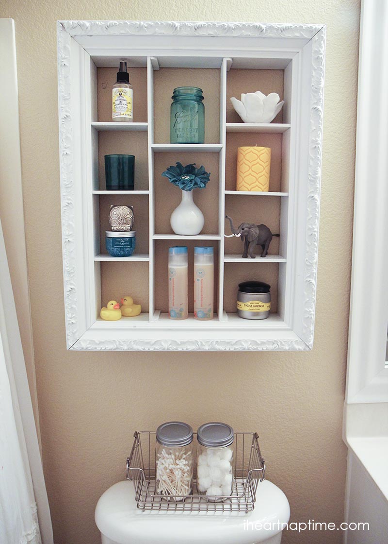 Make this chic bathroom cabinet to hold all your bath and body products