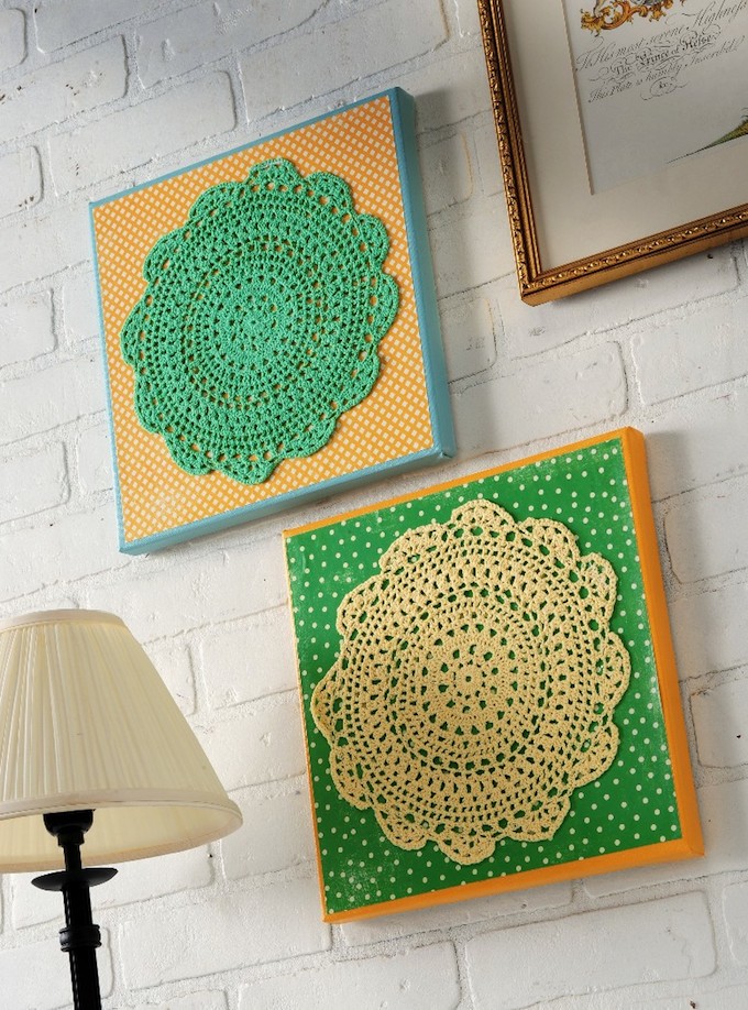 Make your own doily wall art