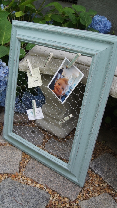 Old Picture Frame Turned Pretty Message Board