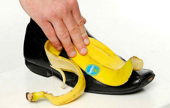 Shine your leather shoes by rubbing them with a banana peel