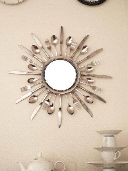 Starburst mirror made from silverware