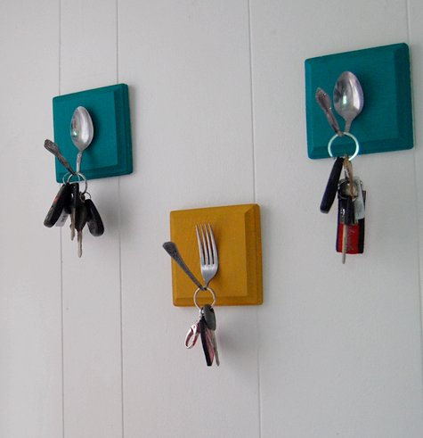 Turn old flatware into functional hooks for hanging keys