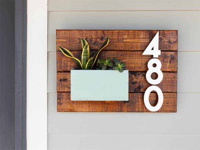create an address number wall planter