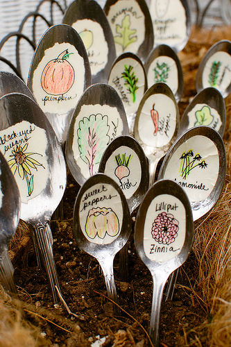 garden markers made out of spoons