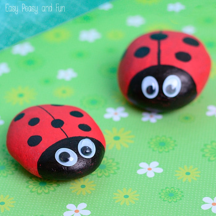 Cute Painted Ladybug Rocks
