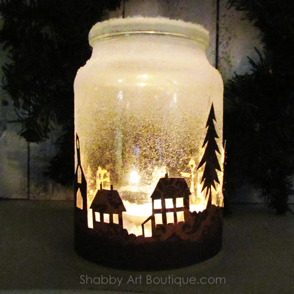 Christmas township candle jar