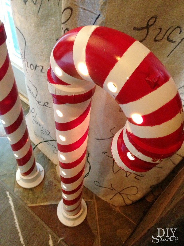 Lighted PVC Pipe Candy Canes