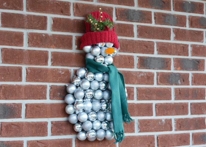 Snowman Wall Decoration with Christmas Ornaments