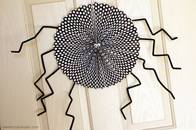 Paper Fan Spider Halloween Decor