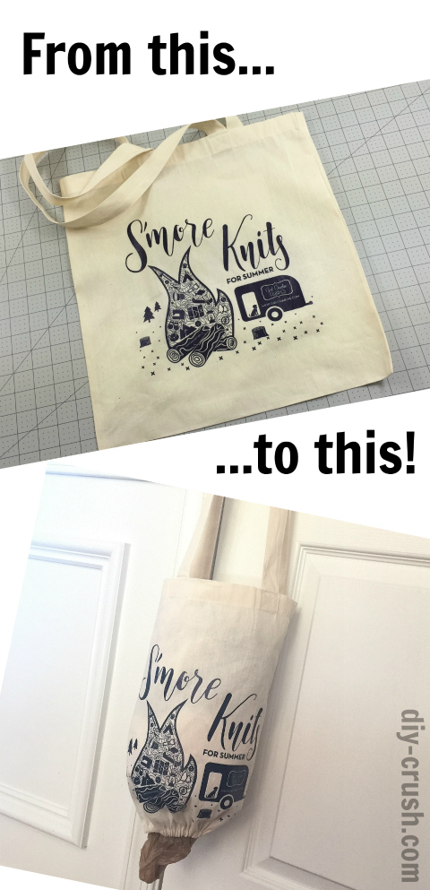 Make a plastic bag holder from a tote bag