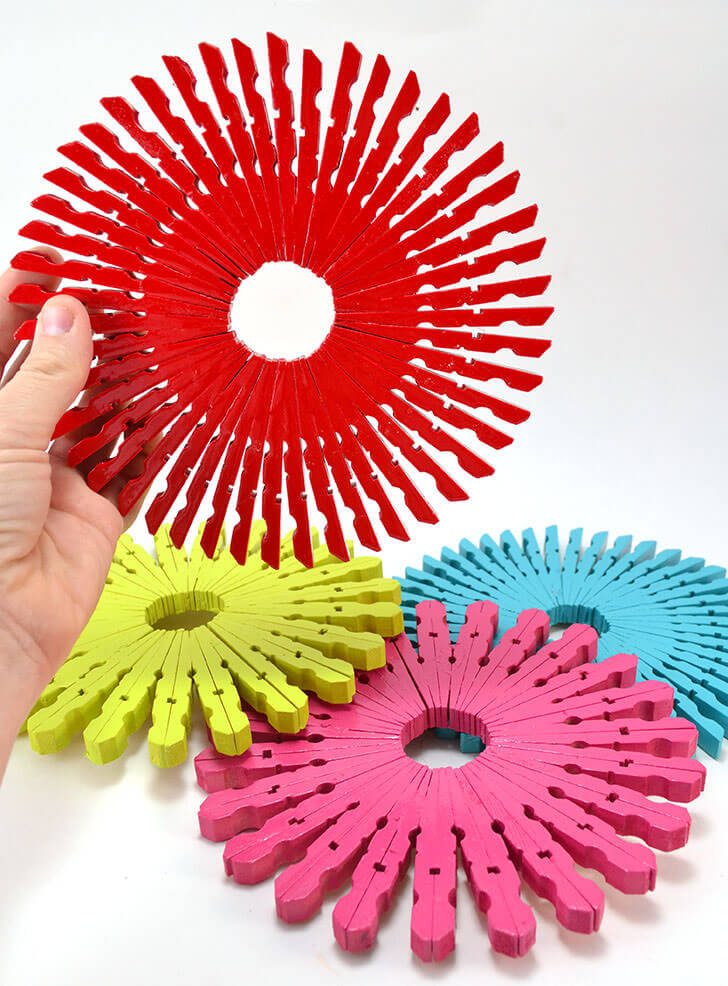 Colorful Clothespin Trivets