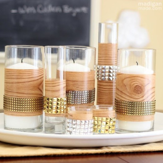 Studded Faux Bois Centerpiece