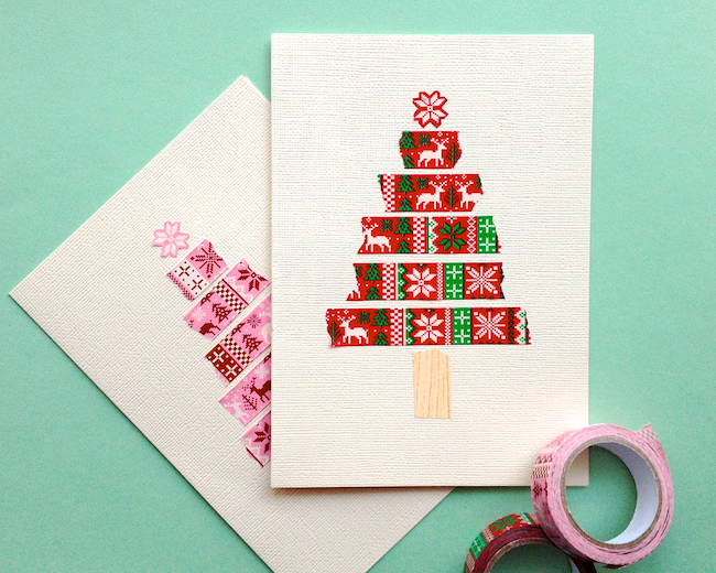 Washi Tape Christmas Tree Cards
