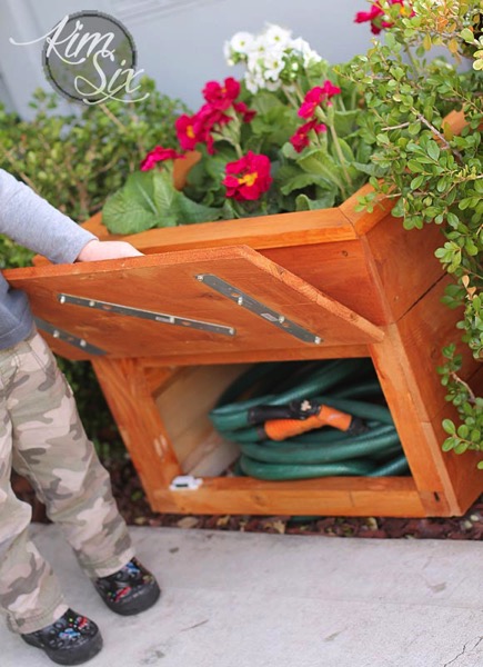 Cedar Planter Box with Hidden Hose Storage