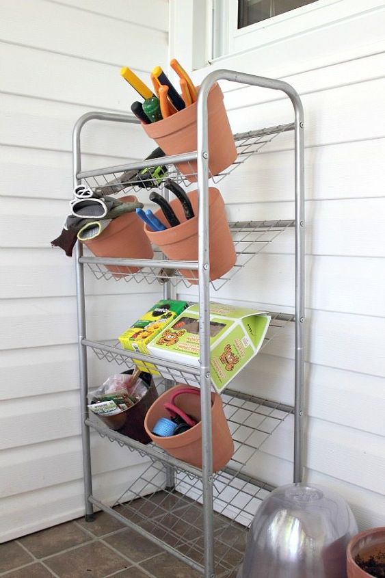 Old Shoe Rack Turned Gardening and Tool Stand