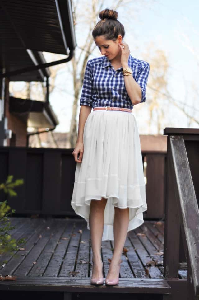 Sheer Gathered High-Low Skirt