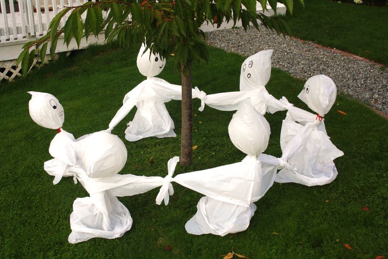 Garbage Bag Lawn Ghosts